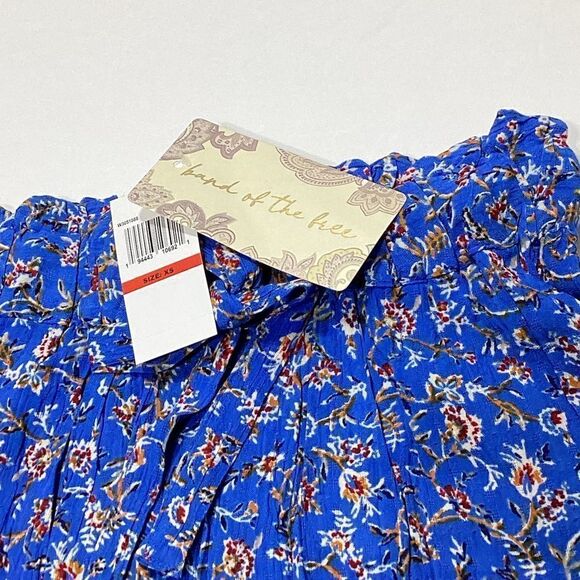 Band Of The Free Boho Wide Leg Pull On Pant Blue Floral XS NWT Band Of Gypsies - Picture 4 of 9